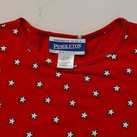 Pendleton Petites Red Short Sleeve Shirt with White Stars - Picture 5 of 8